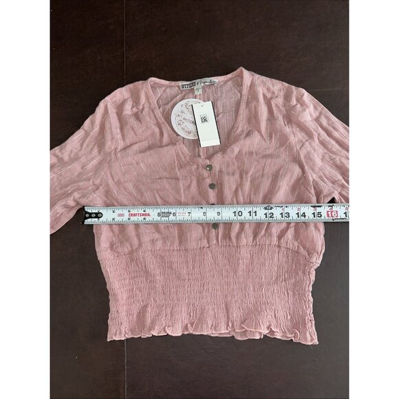 Gypsies & Moondust Pink Long Sleeve V-Neck Top S - Picture 7 of 9
